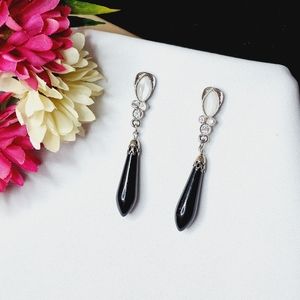 Onyx Teardrop Dangle Earrings